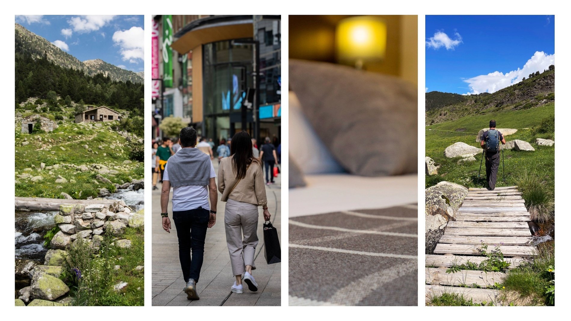 un collage de quatre imatges d' excursionistes