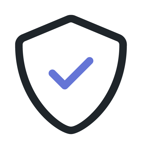 un escudo con una marca de verificación azul dentro de él