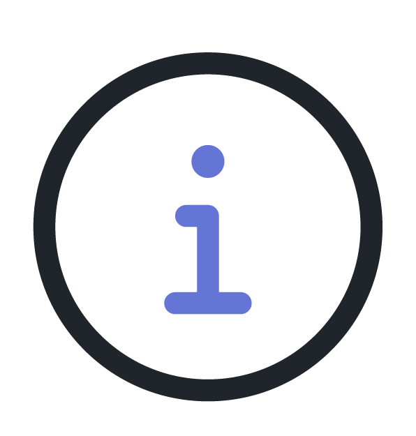 un icono azul con la letra i en un círculo