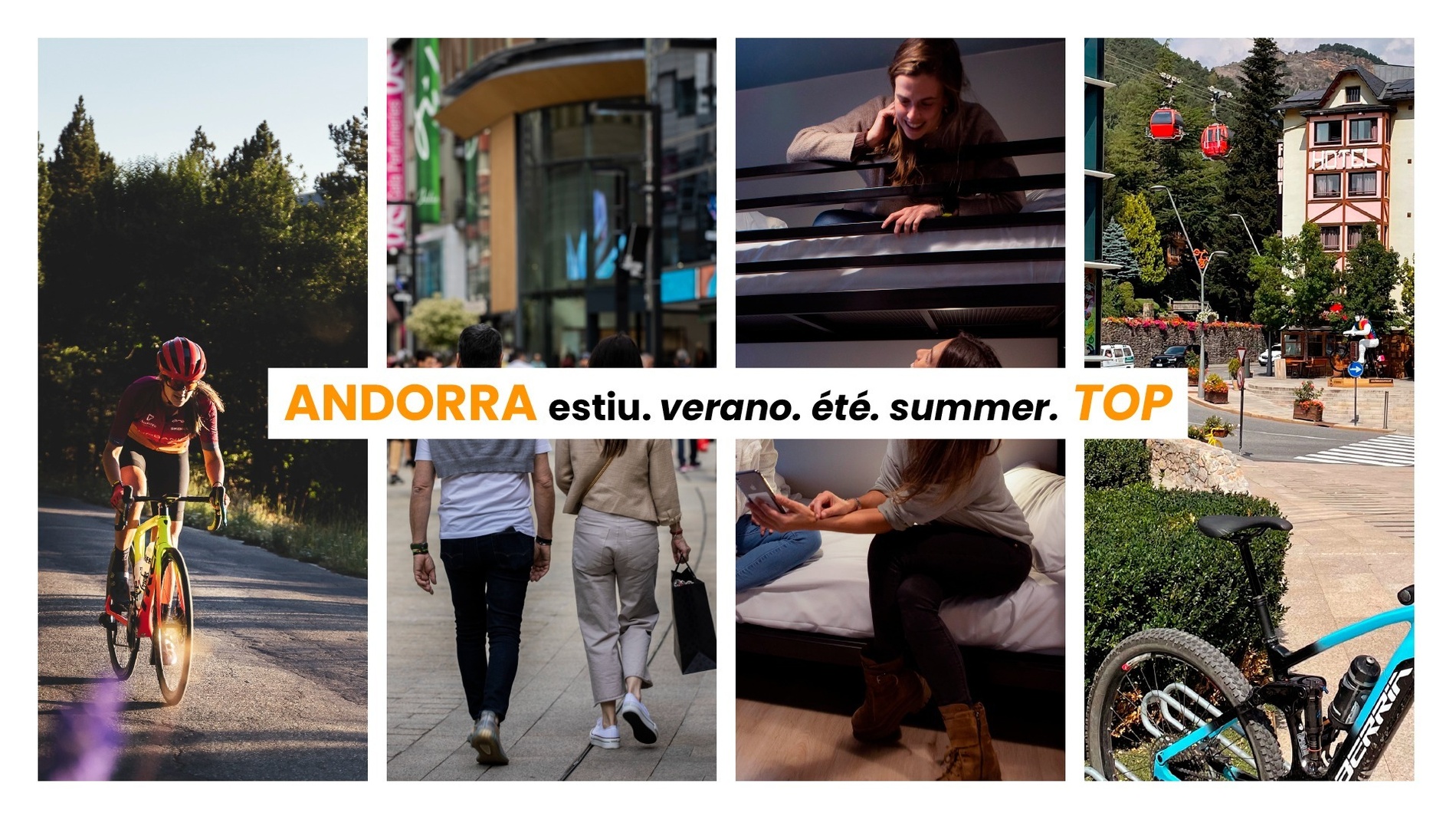 un collage de photos avec l' inscription andorra estiu verano ete summer top