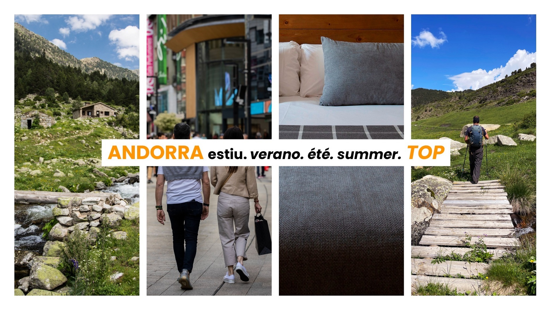 un collage de photos avec le texte andorra estiu verano ete summer top