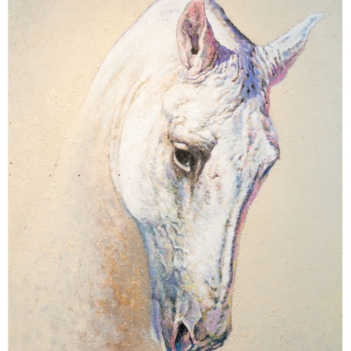 Un affollato gruppo di figure in abiti tradizionali è ritratto in un paesaggio costiero, con alcuni che trasportano frutta e altri che riposano.