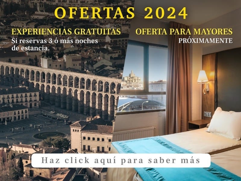 una habitación con una cama y un cartel que dice ofertas 2024
