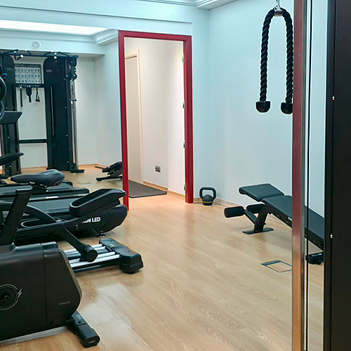 Equipamentos de ginástica profissional em hotel com Hotel Monaco para uma estadia ativa.