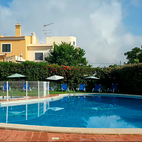 Piscina convidativa em hotel Hotel Monaco com espreguiçadeiras e jardins exuberantes.