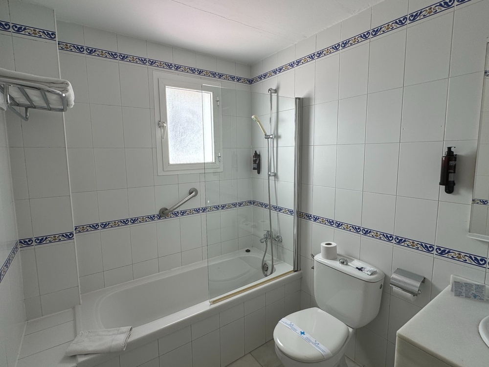 a bathroom with a toilet a bathtub and a window