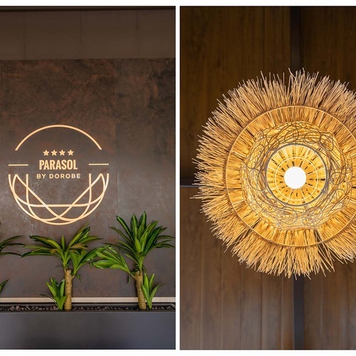 Un logotipo iluminado de 