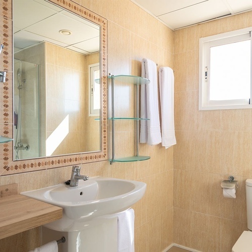 a bathroom with a toilet a sink and a mirror