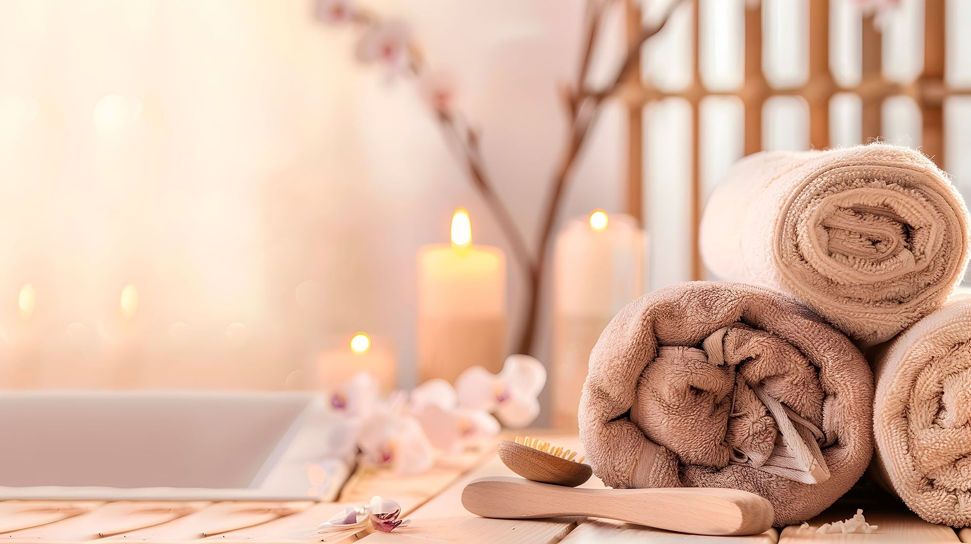 Toallas y velas en Hotel Planas: spa relajante.