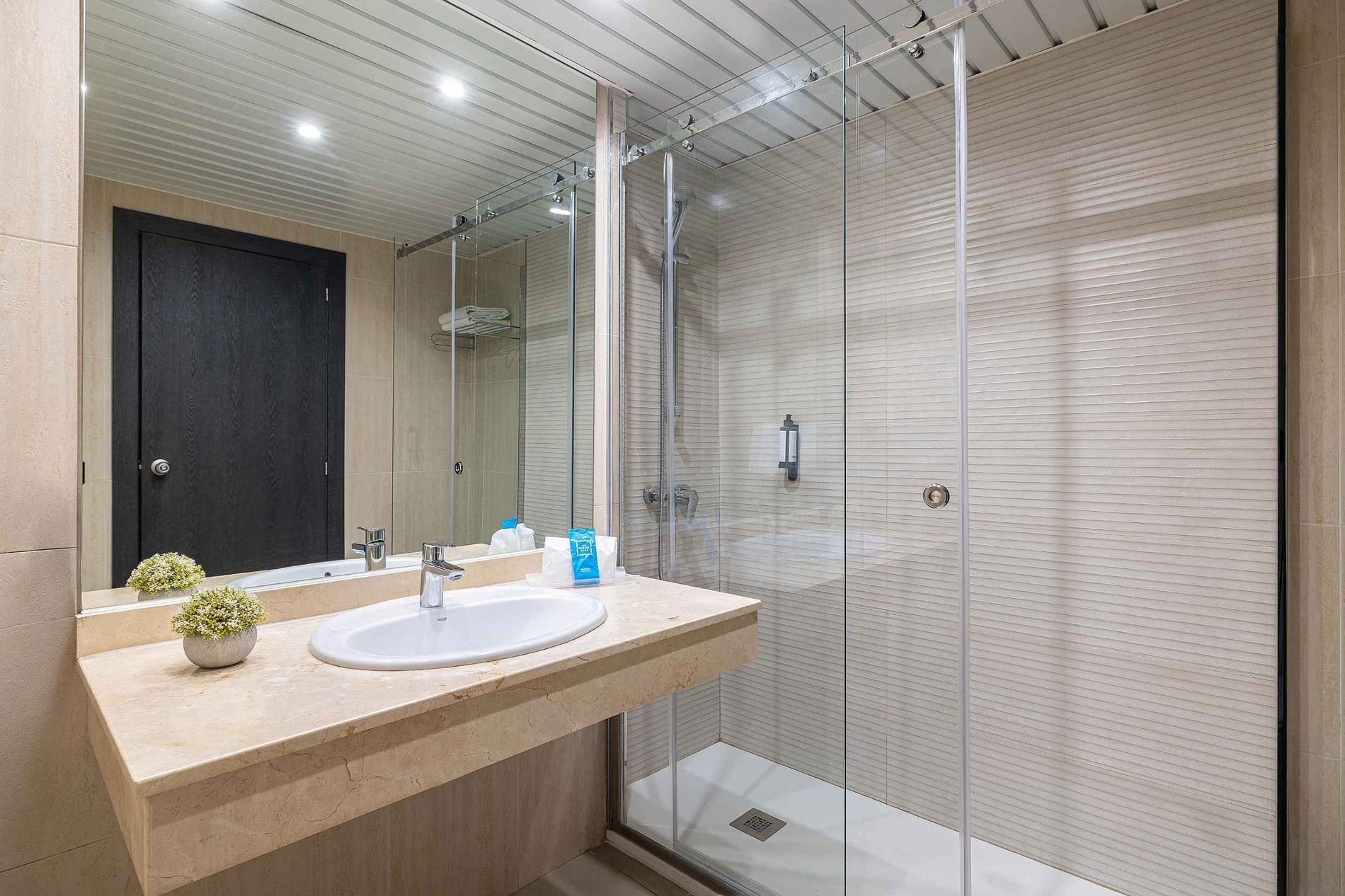 Salle de bain moderne à l'Hotel Puente Real Torremolinos avec douche.