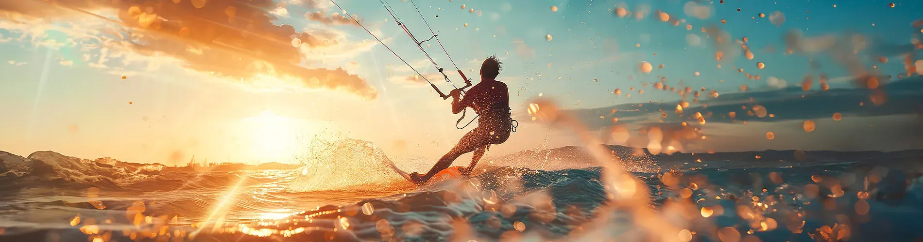 Kiteboarding at sunset, an exhilarating ocean activity for your <p>	Hotel Puente Real ****, Torremolinos</p> vacation.