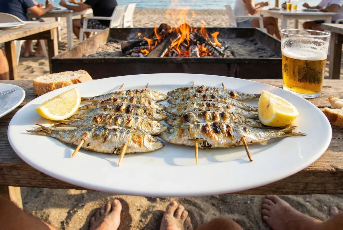 Plate of skewers from the Hotel Puente Real **** restaurant, on the beach of Torremolinos