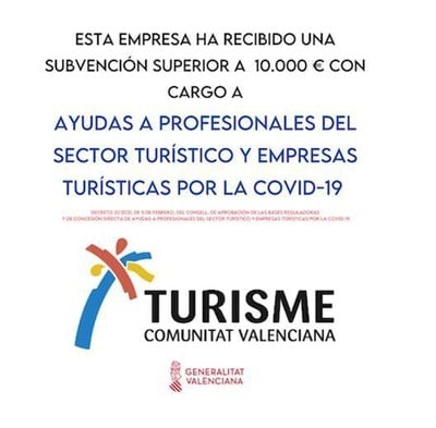 un cartel que dice que esta empresa ha recibido una subvención superior a 10.000 euros con cargo a