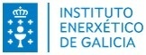 el logotipo del instituto energético de galicia es azul y blanco .