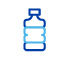 un icono azul de una botella de agua sobre un fondo blanco