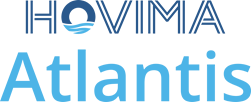 het logo voor hovimia hotels is blauw en wit