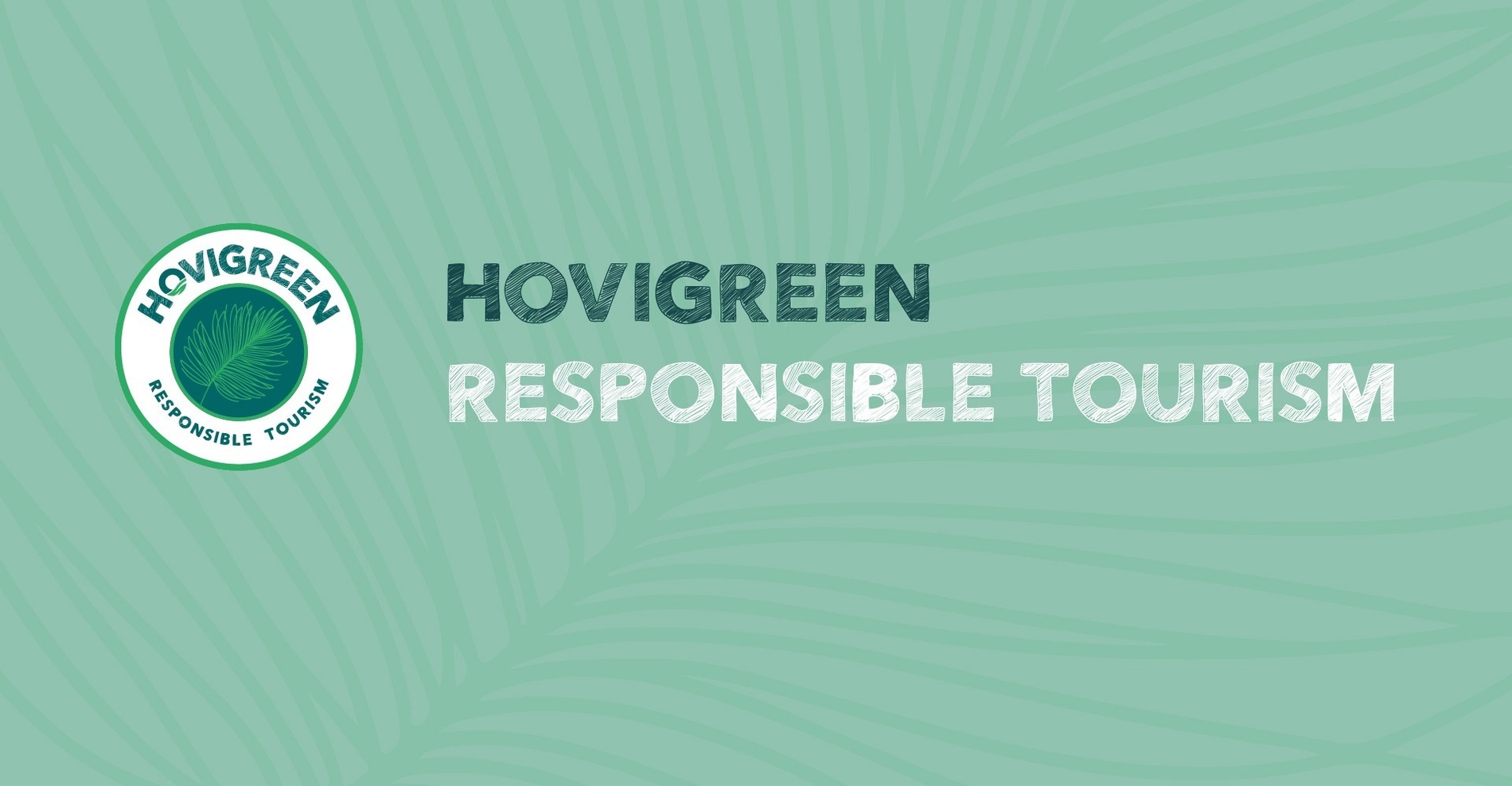 Een schildpad die in de oceaan zwemt, en de logo's van Hovigreen en Travellife.