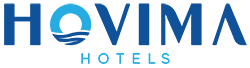 un logotipo azul y blanco para hoteles hovimia
