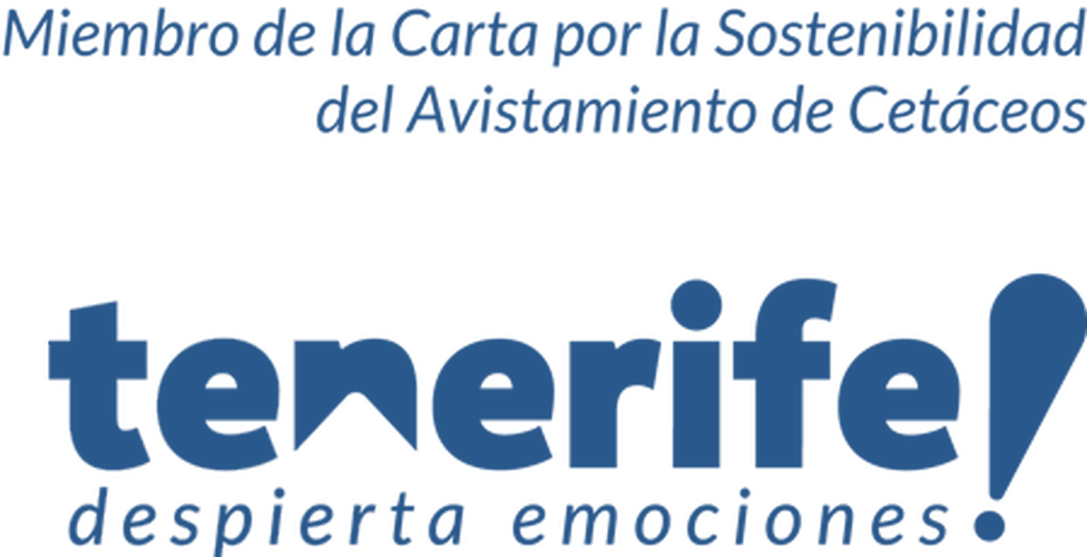 un logotipo de tenerife que dice " miembro de la carta por la sostenibilidad del avistamiento de cetaceas "