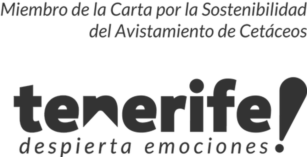 un logotipo de tenerife que dice " miembro de la carta por la sostenibilidad del avistamiento de cetaceas "