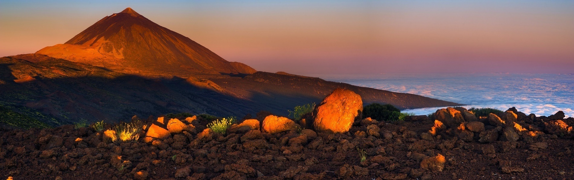 a desert landscape with a mountain in the background