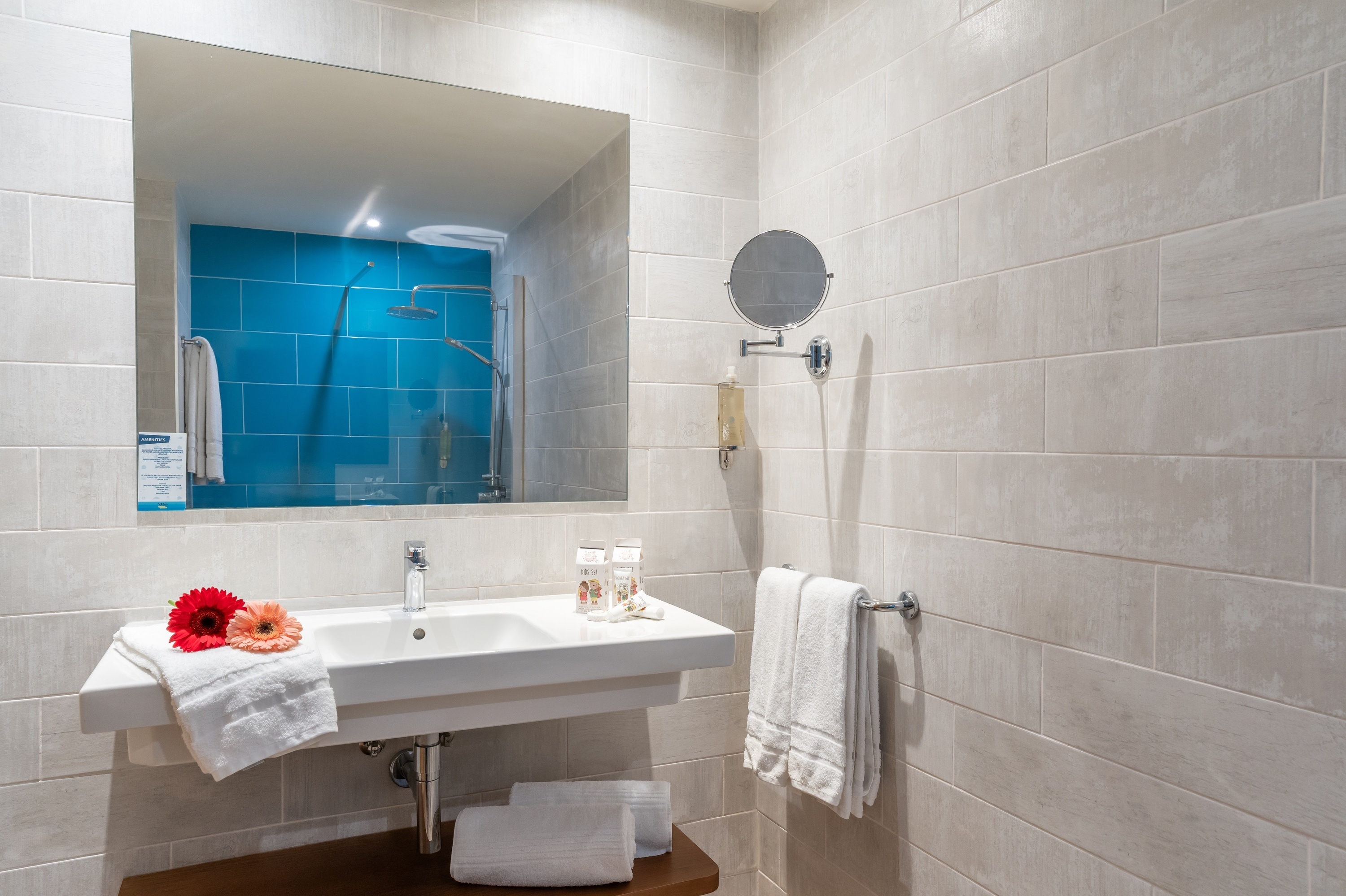 un cuarto de baño con un lavabo y un espejo