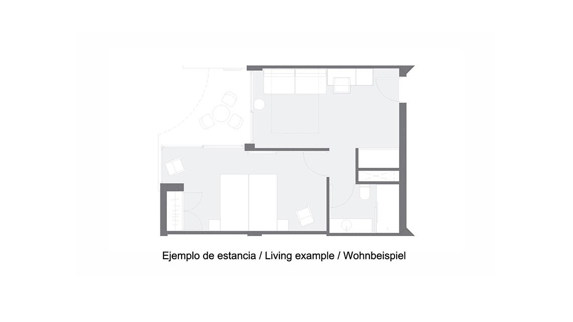 un plano de planta de un ejemplo de estancia / living