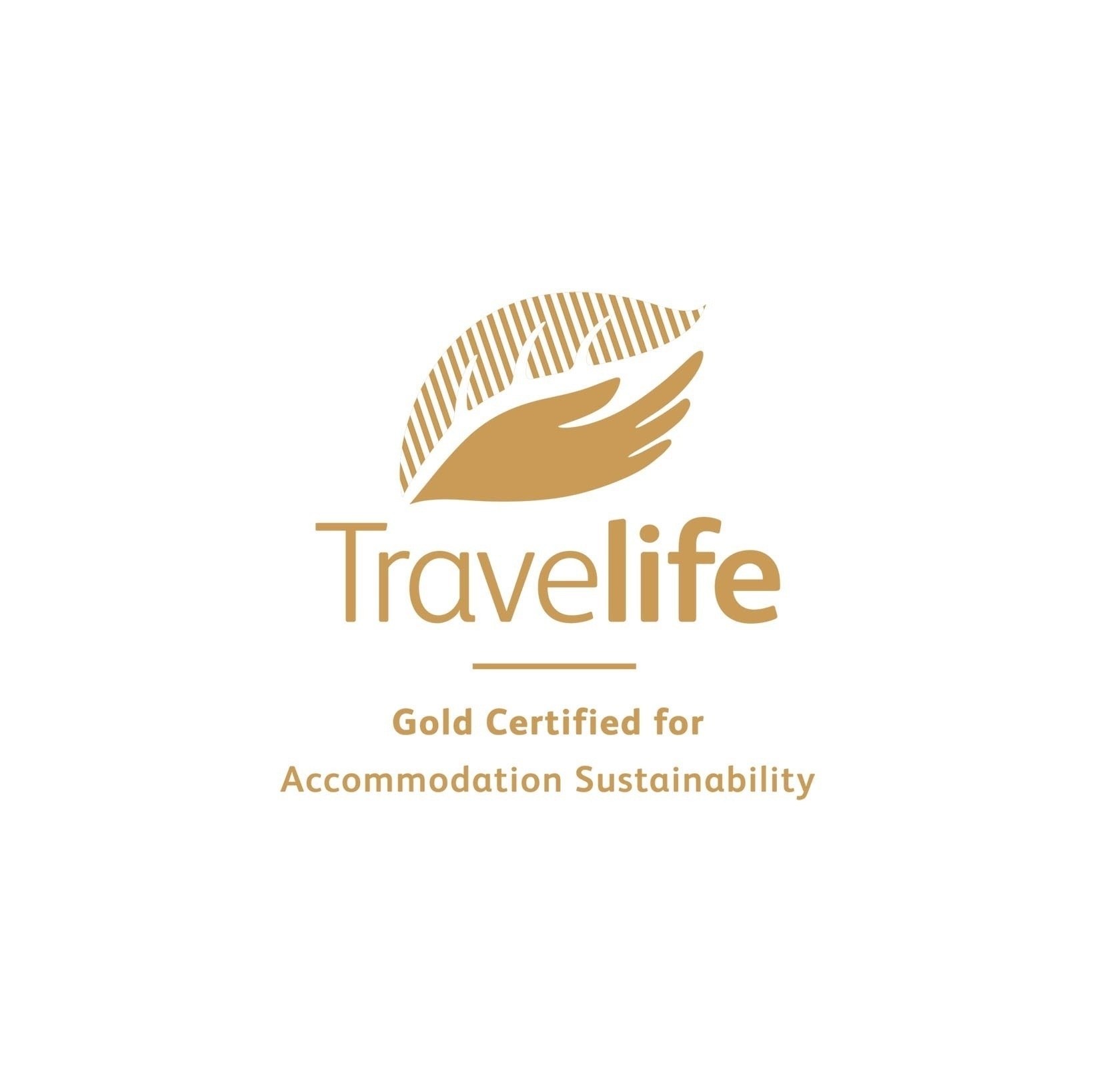 un logo de travellife avec une main tenant une feuille