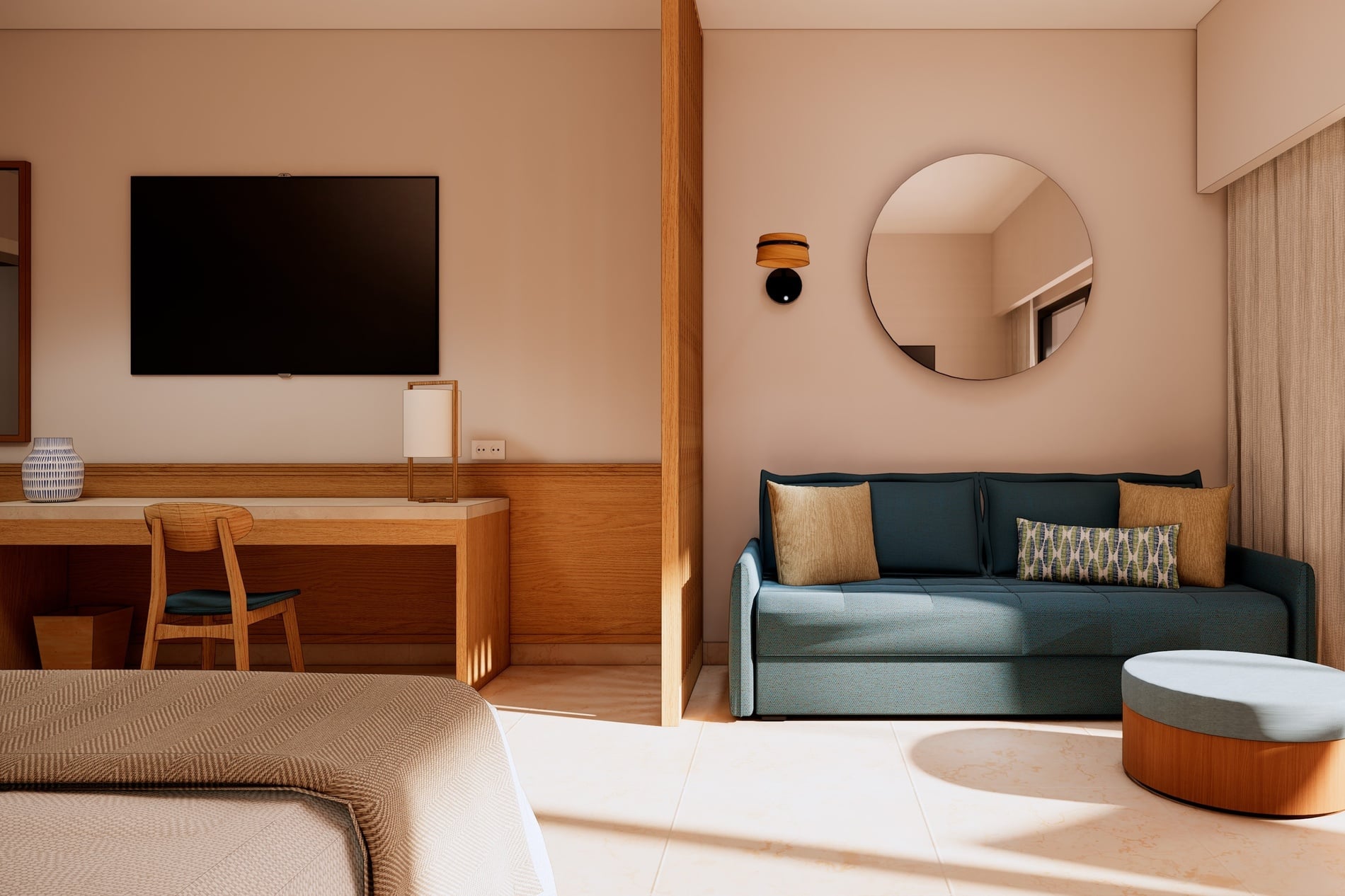 ein Hotelzimmer mit einem Bett und einem Stuhl