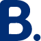 a white letter b with a circle in the middle on a black background .