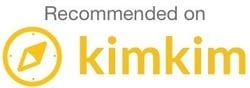 a logo that says recommended on kimkim on a white background