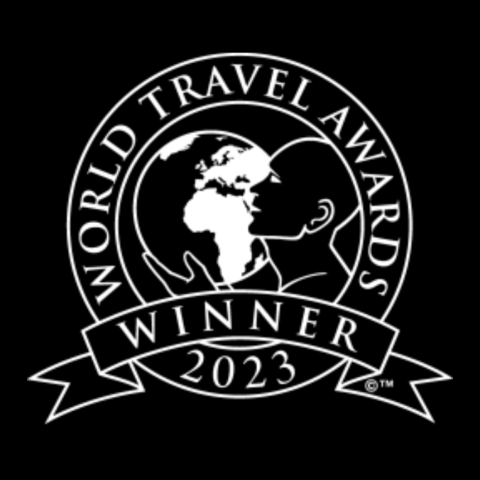 a black and white logo for the world travel awards