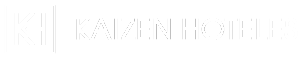 a black and white logo for kaizen hoteles