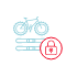 un icono de una bicicleta y un candado en un círculo .