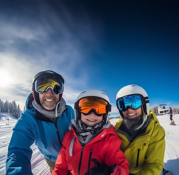 un grupo de esquiadores posando para una foto en la nieve