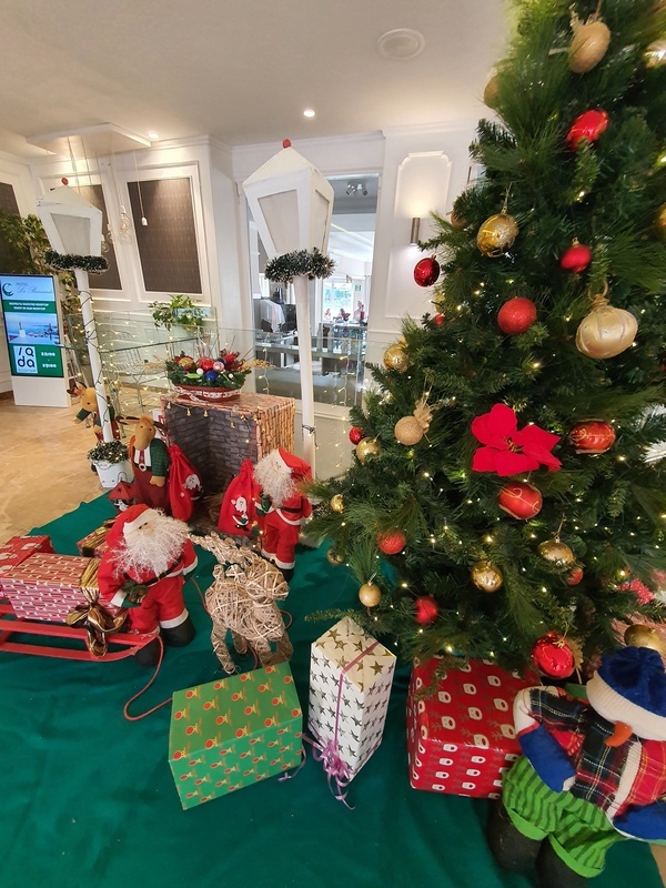 Hotel Barracuda: Ambiente navideño con árbol y adornos.