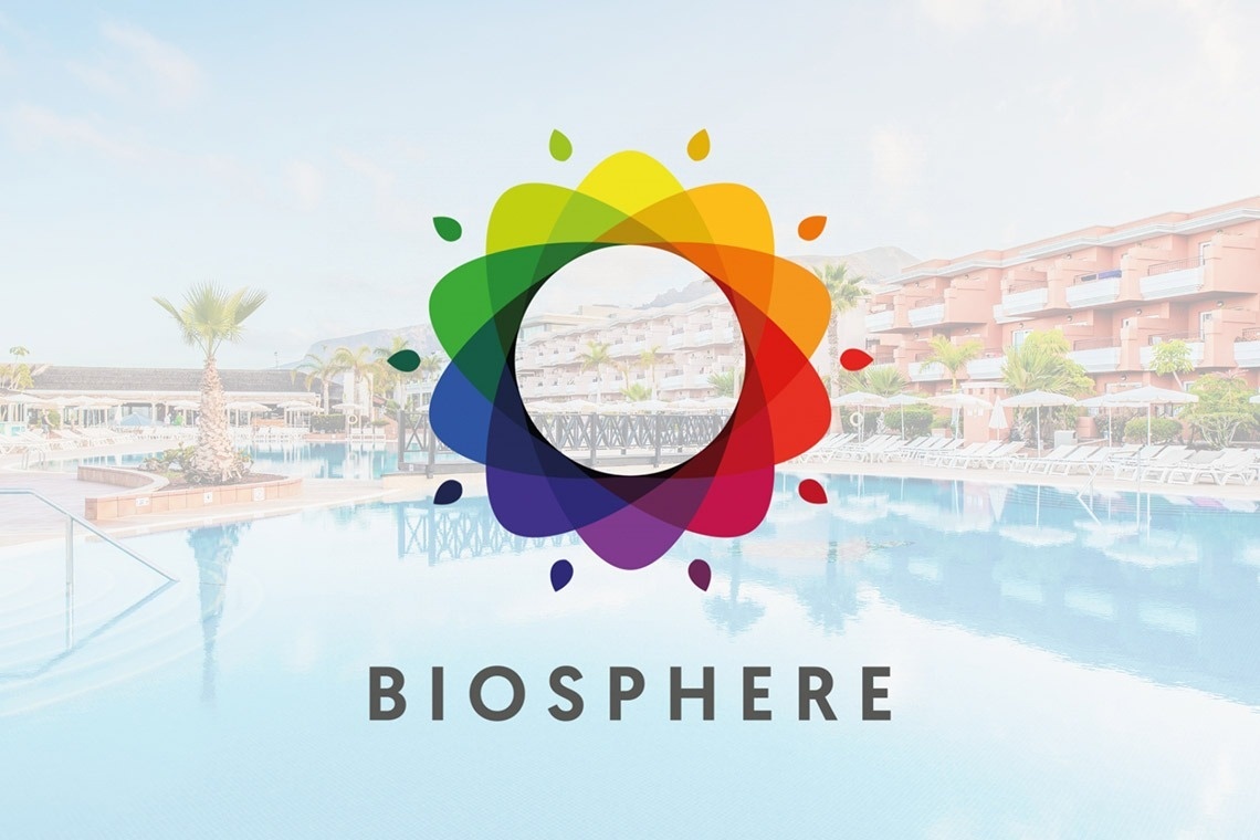 un logo de travellife avec un palmier en arrière-plan