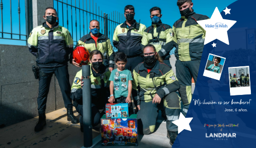 a make a wish poster with a group of firefighters