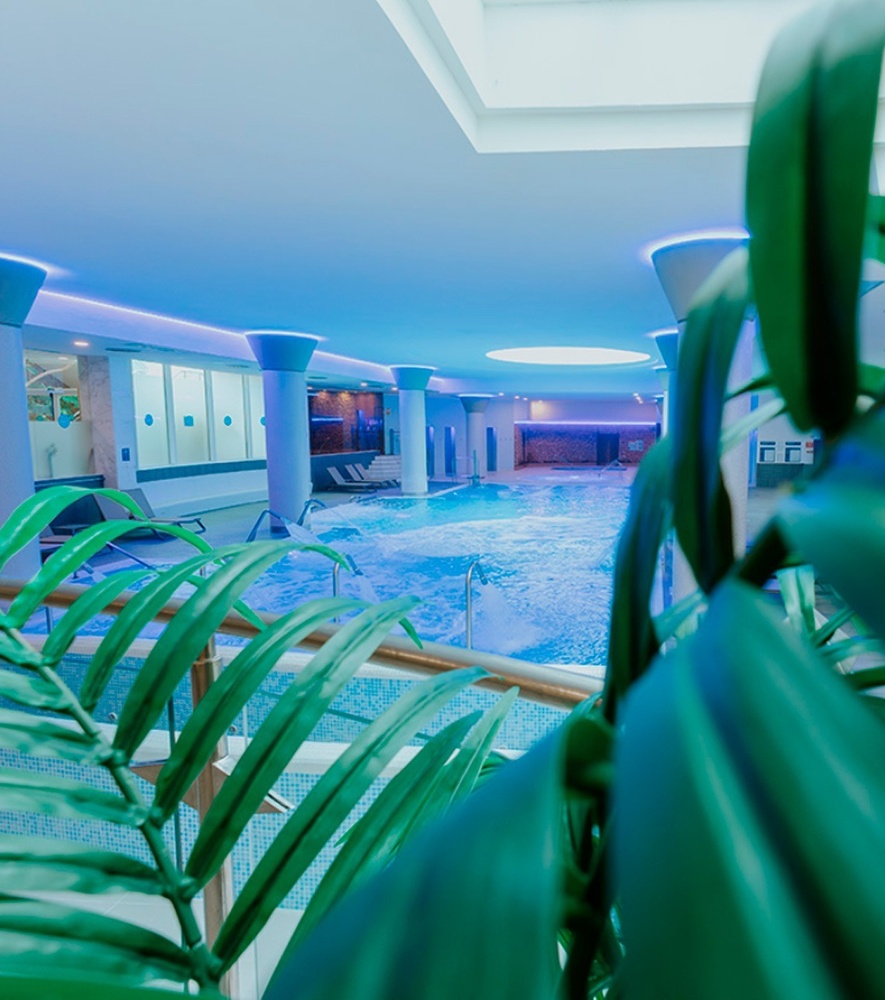a woman in a striped dress sits in a canopy overlooking the ocean