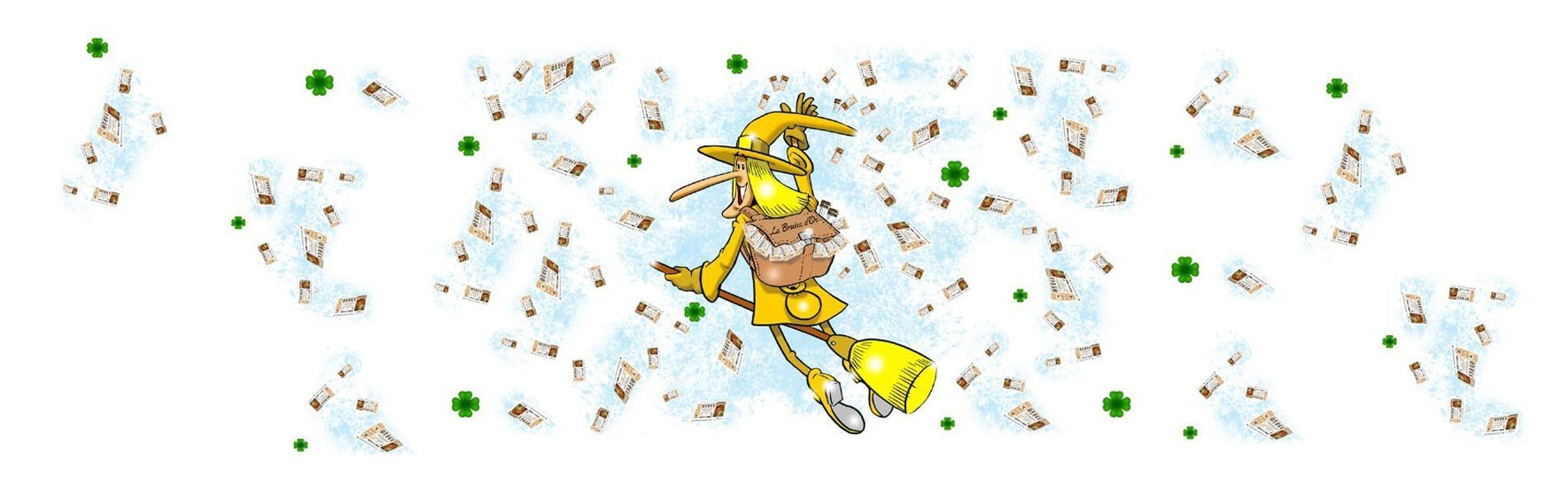 a cartoon duck is surrounded by money and clovers