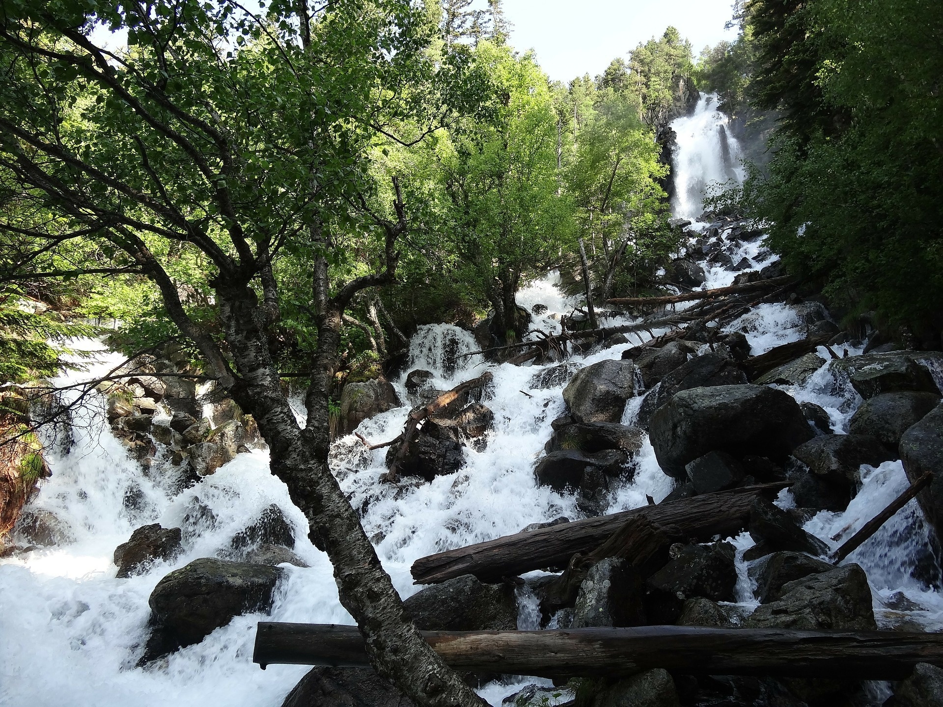 una cascada s'envolta en un bonic entorn de rocas i arbres