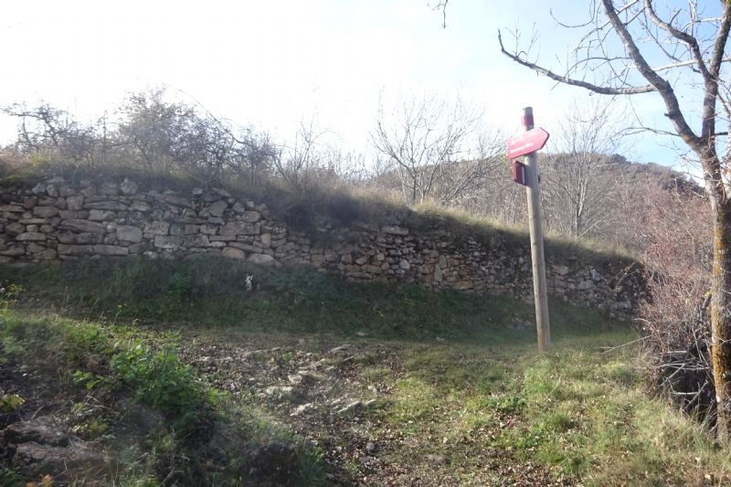 un pilar de fusta amb un senyal vermell a la part superior