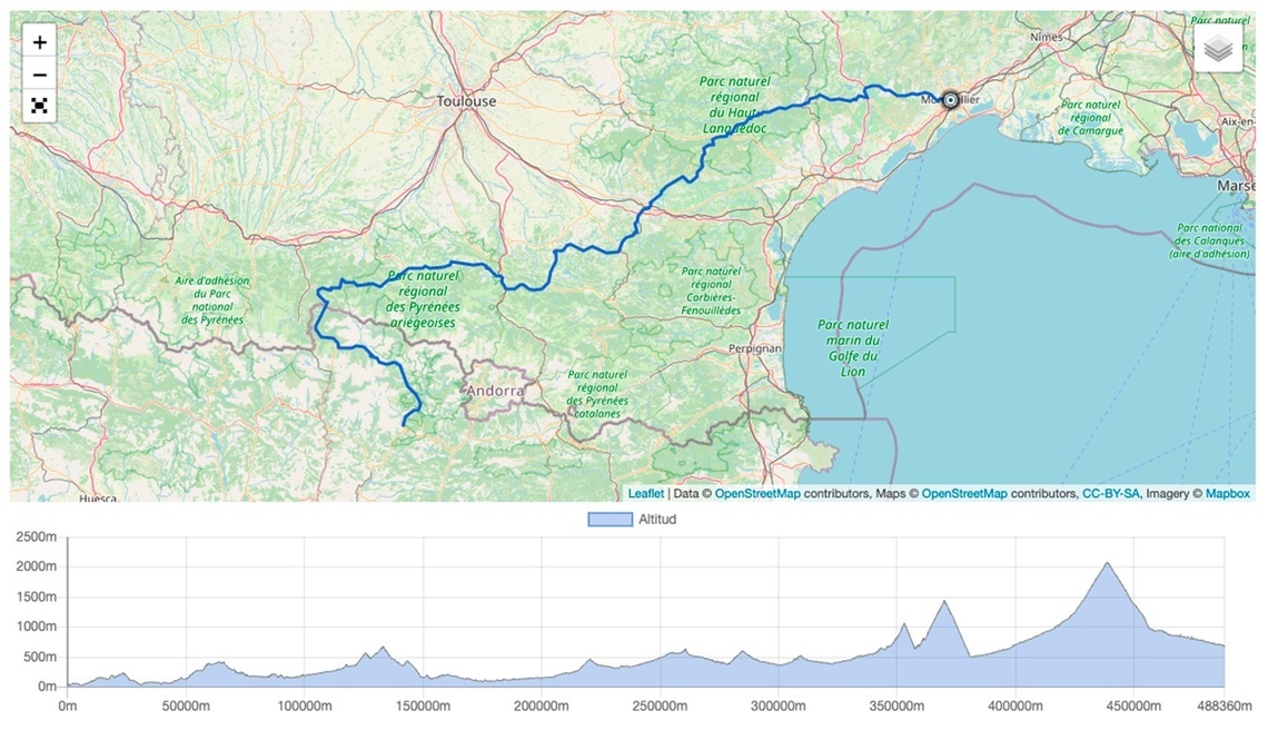 a map of france shows the distance to toulouse