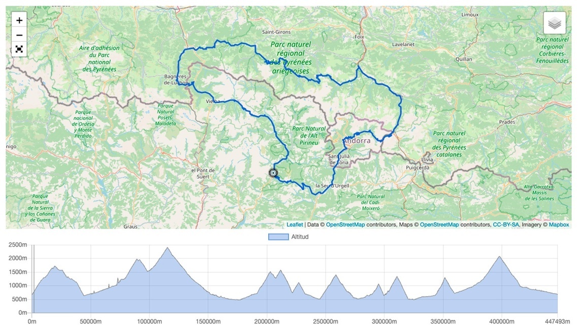 un mapa que muestra el parque natural regional de pirineos