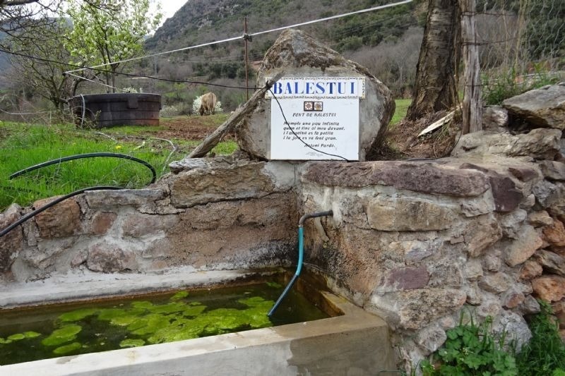a sign on a stone wall says balestui