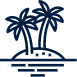 a pixel art illustration of palm trees on a small island .
