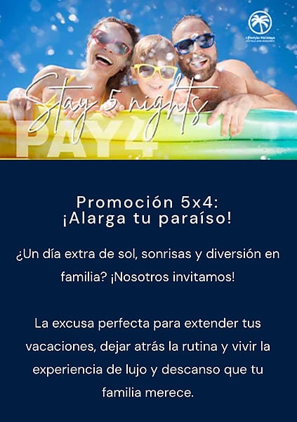 Promoción ¡Alarga tu paraíso! con LHVC Resorts: Corpo: familia feliz en piscina.