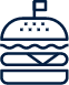 a pixel art illustration of a hamburger with the letter p on top .