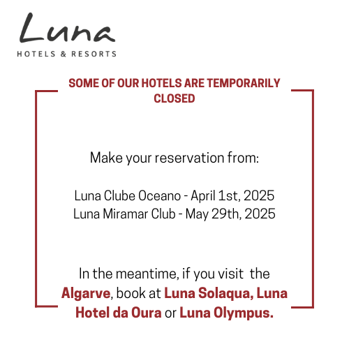 an advertisement for luna hotels and resorts states that some of their hotels are temporarily closed