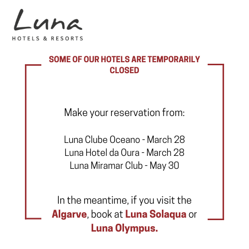 an advertisement for luna hotels and resorts states that some of their hotels are temporarily closed